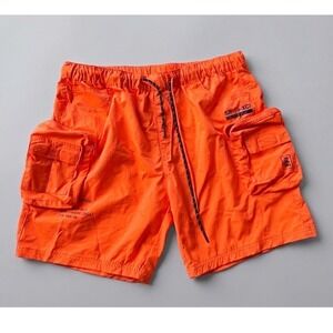 Decibel Mens Neon Orange Cargo Shorts Techwear Utility Streetwear Sz S Vacay
